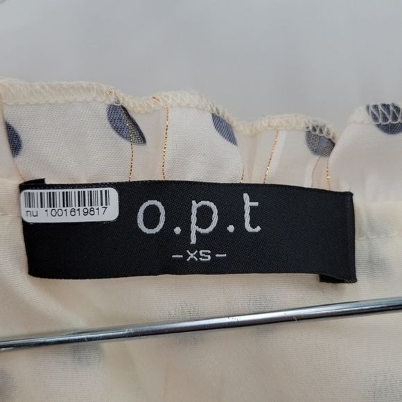 OPT Free People Tiered Dress Ivory Black Polka Dot Metallic Stripe - Picture 7 of 13